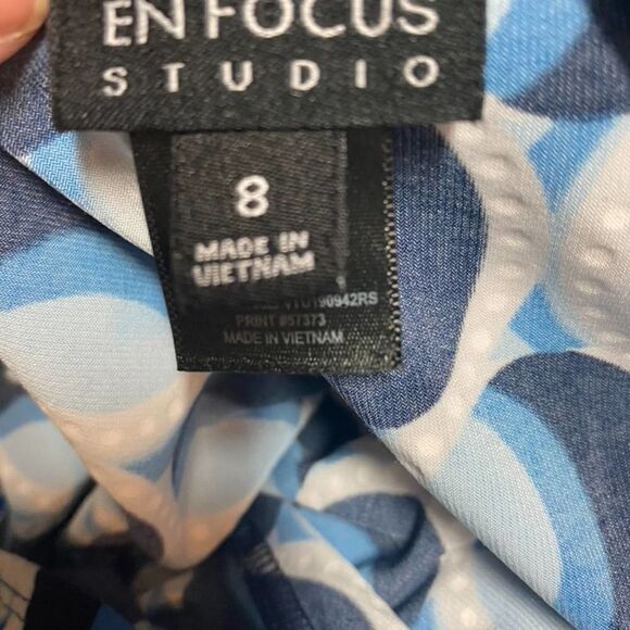 Enfocus Studio Blue Geometric Dress -- Sz 8 - Picture 5 of 5